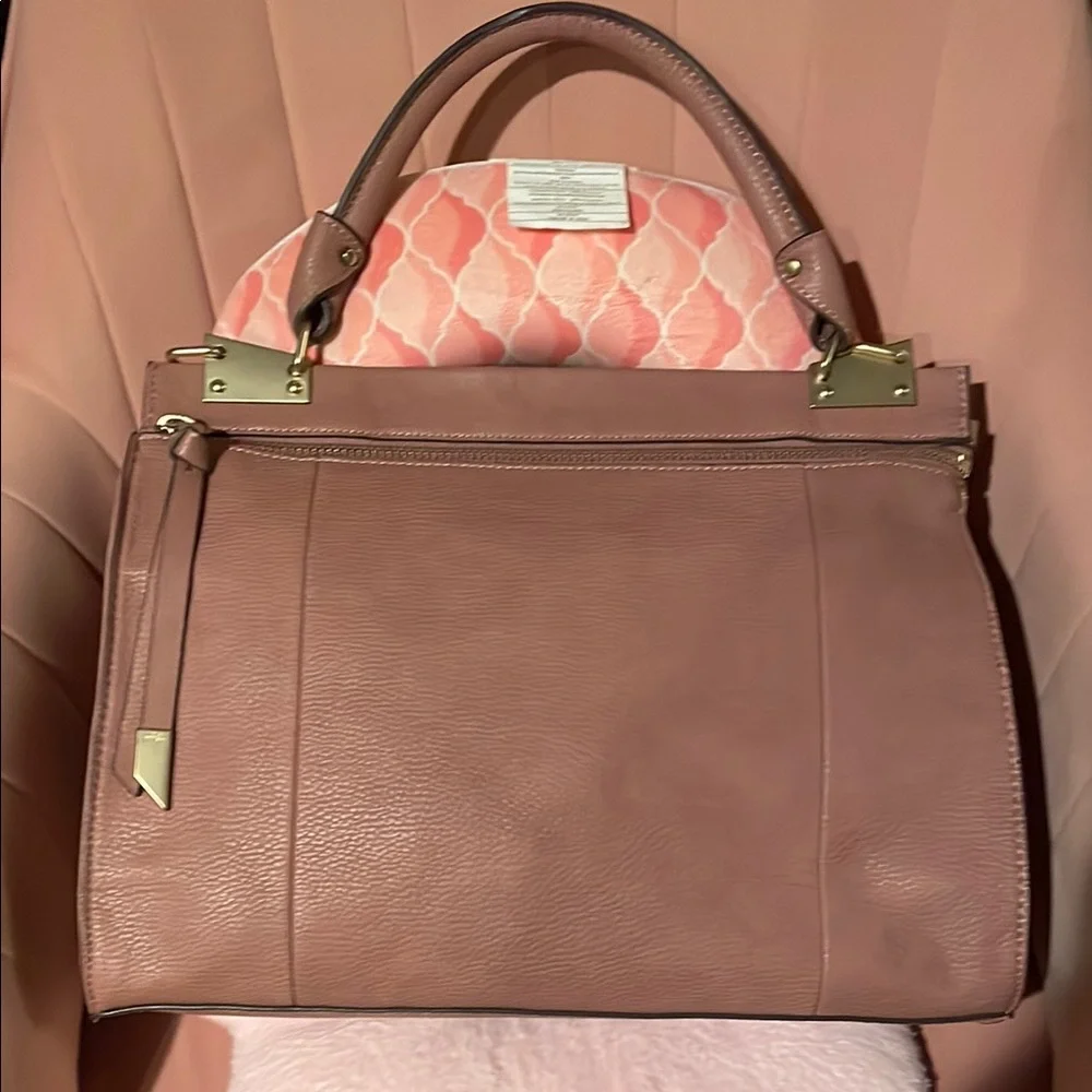 Foley + Corinna Dusty Rose Leather Satchel with Gold-Tone Hardware